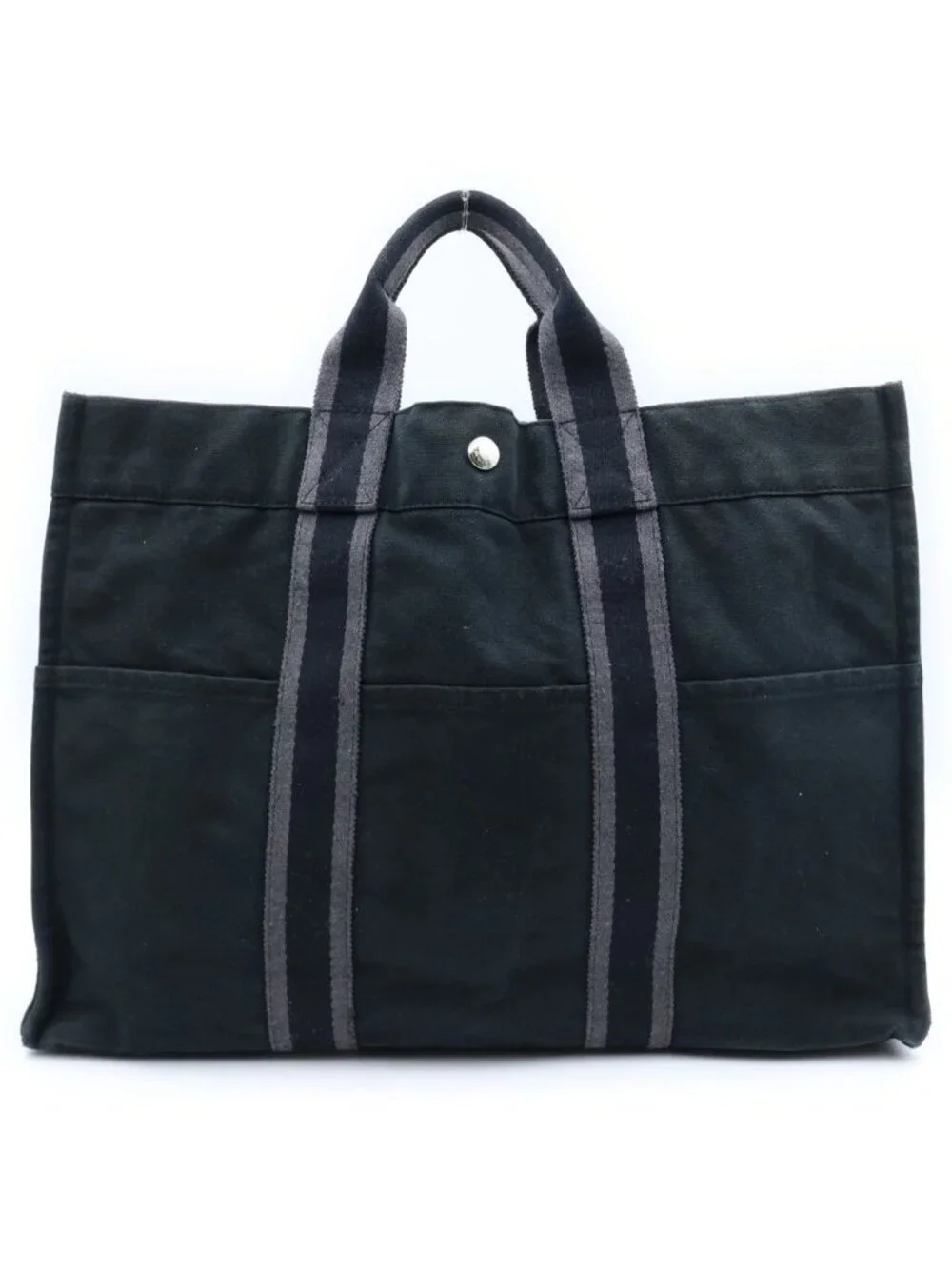 Hermes Fourre Tout MM Tote Bag Black Canvas